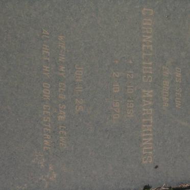 LANGE Cornelius Marthinus, de 1951-1970