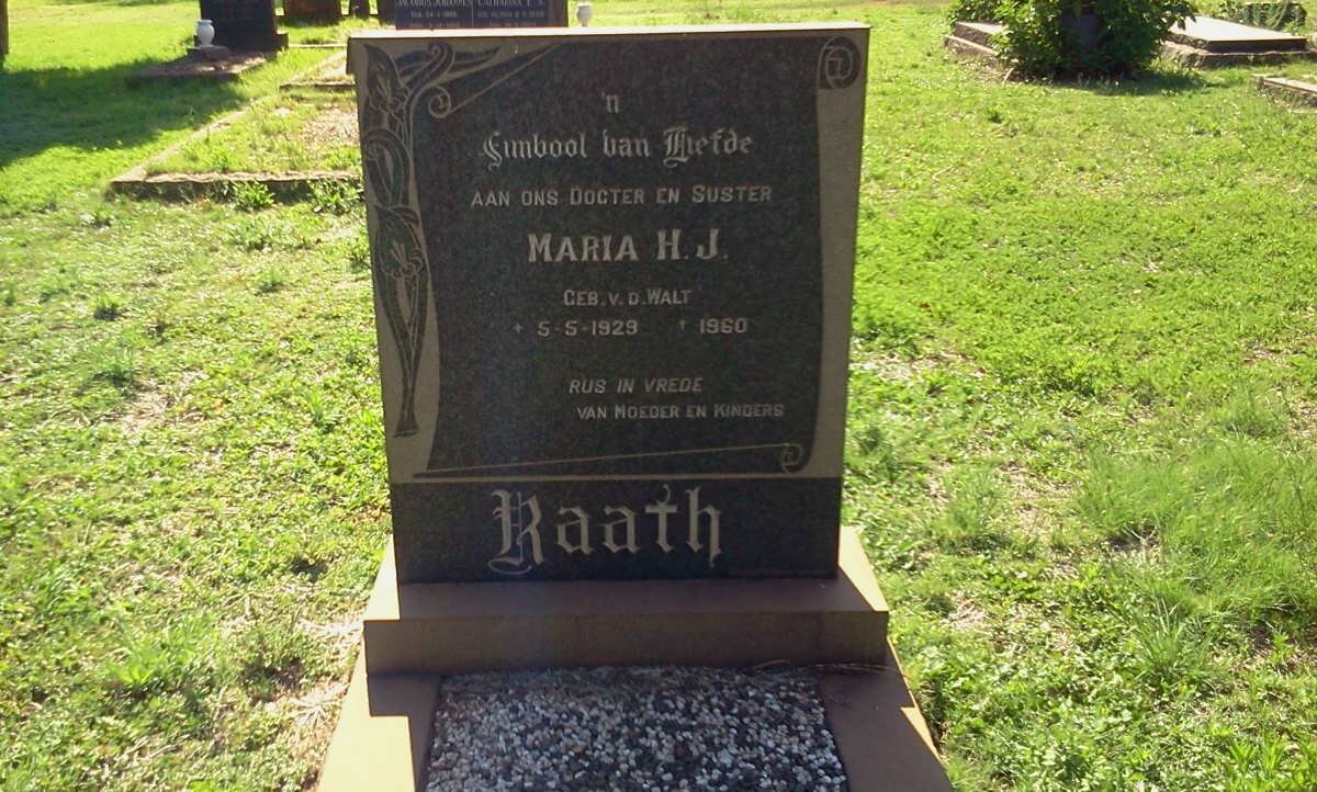 RAATH Maria H.J. nee V.D. WALT 1929-1960
