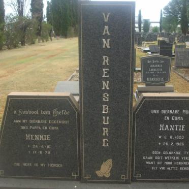 RENSBURG Hennie, van 1916-1978 &amp; Hantie 1923-1996