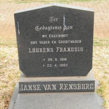RENSBURG Lourens Francois, Janse van 1916-1982