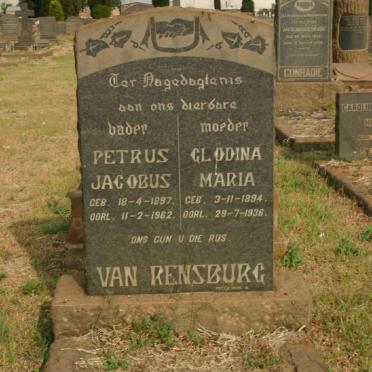 RENSBURG Petrus Jacobus, van 1897-1962 &amp; Glodina Maria 1894-1936