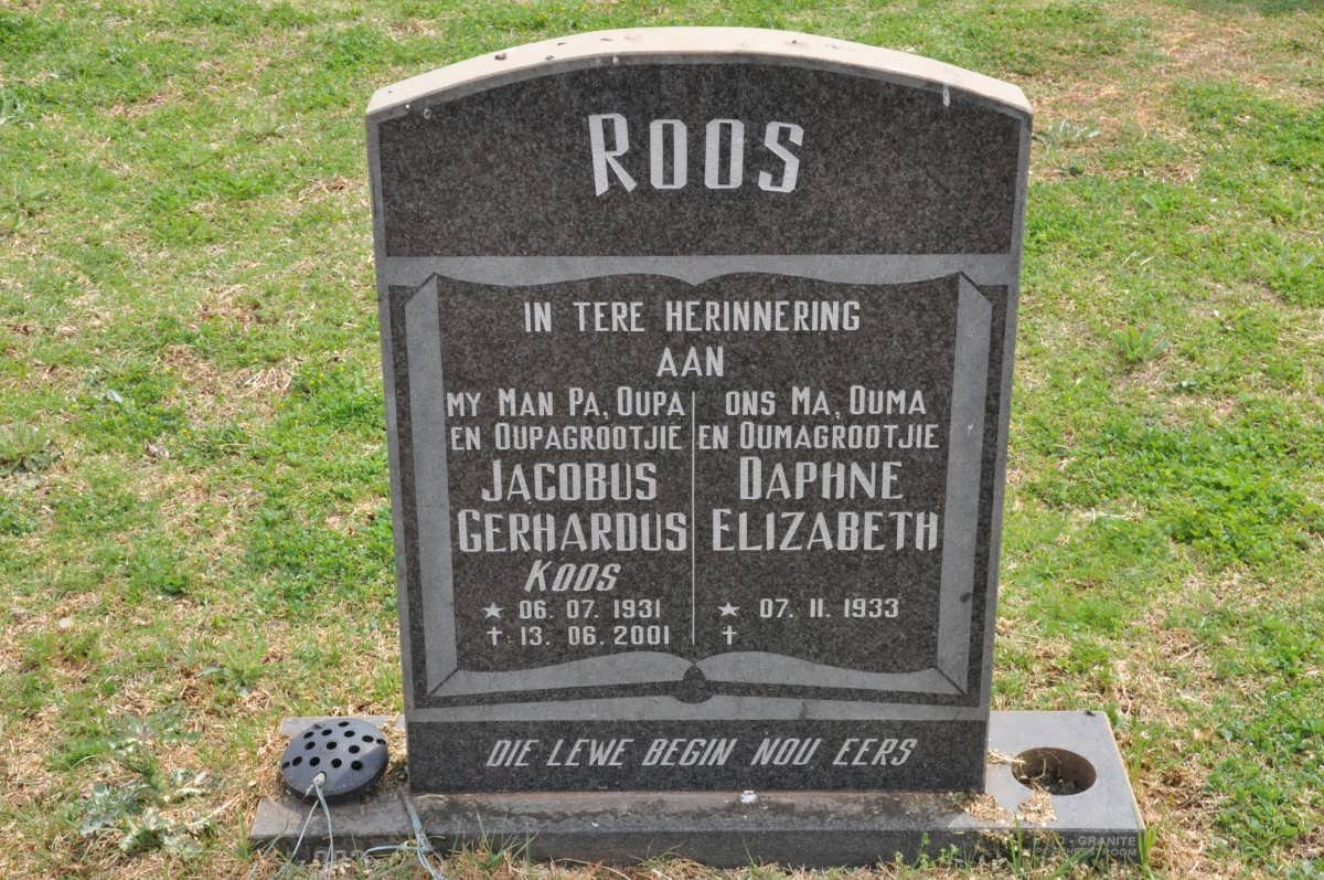 ROOS Jacobus Gerhardus 1931-2001 &amp; Daphne Elizabeth 1933-