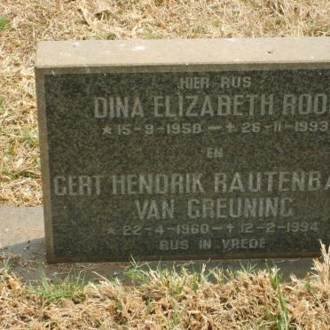 ROOS Dina Elizabeth 1950-1993 :: GREUNING Gert Hendrik Rautenbach, van 1960-1994