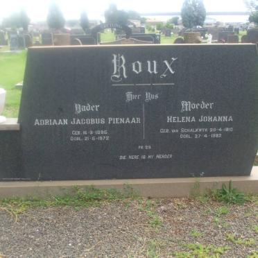 ROUX Adriaan Jacobus Pienaar 1895-1972 &amp; Helena Johanna VAN SCHALKWYK 1910-1982