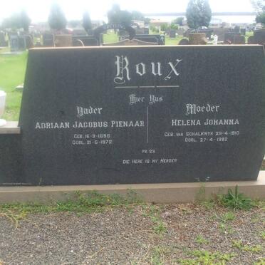 ROUX Adriaan Jacobus Pienaar 1895-1972 &amp; Helena Johanna VAN SCHALKWYK 1910-1982