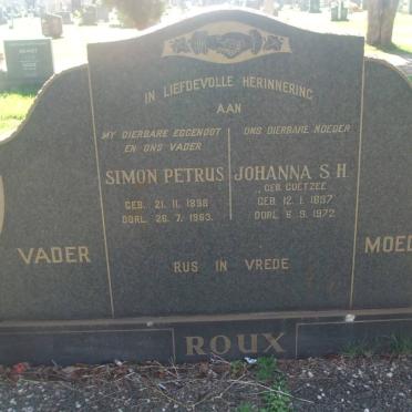 ROUX Simon Petrus 1896-1963 &amp; Johanna S.H. COETZEE 1897-1972
