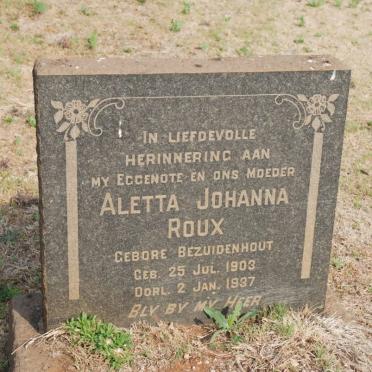 ROUX Aletta Johanna nee BEZUIDENHOUT 1903-1937