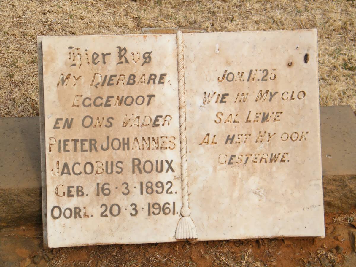 ROUX Pieter Johannes Jacobus 1892-1961