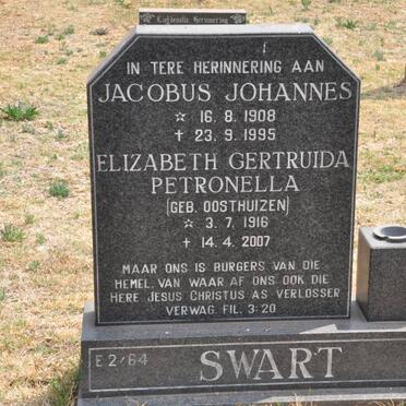 SWART Jacobus Johannes 1908-1995 &amp; Elizabeth Gertruida Petronella OOSTHUIZEN 1916-2007
