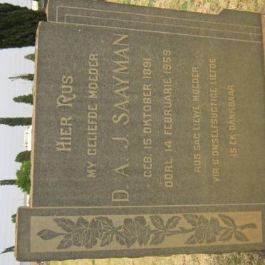 SAAYMAN D.A.J. 1891-1959