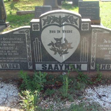 SAAYMAN Jacobus J. 1925-1963 &amp; Elsie S. 1925-2000