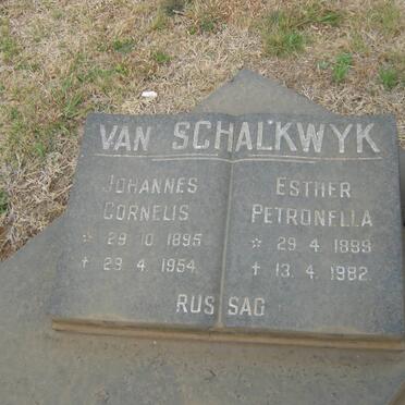 SCHALKWYK Johannes Cornelis, van 1895-1954 &amp; Esther Petronella 1899-1982