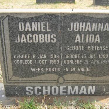SCHOEMAN Daniel Jacobus 1906-1993 &amp; Johanna Alida PIETERSE 1909-1996