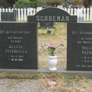 SCHOEMAN Willem Petrus 1899-1982 &amp; Aletta Petronella 1910-2002