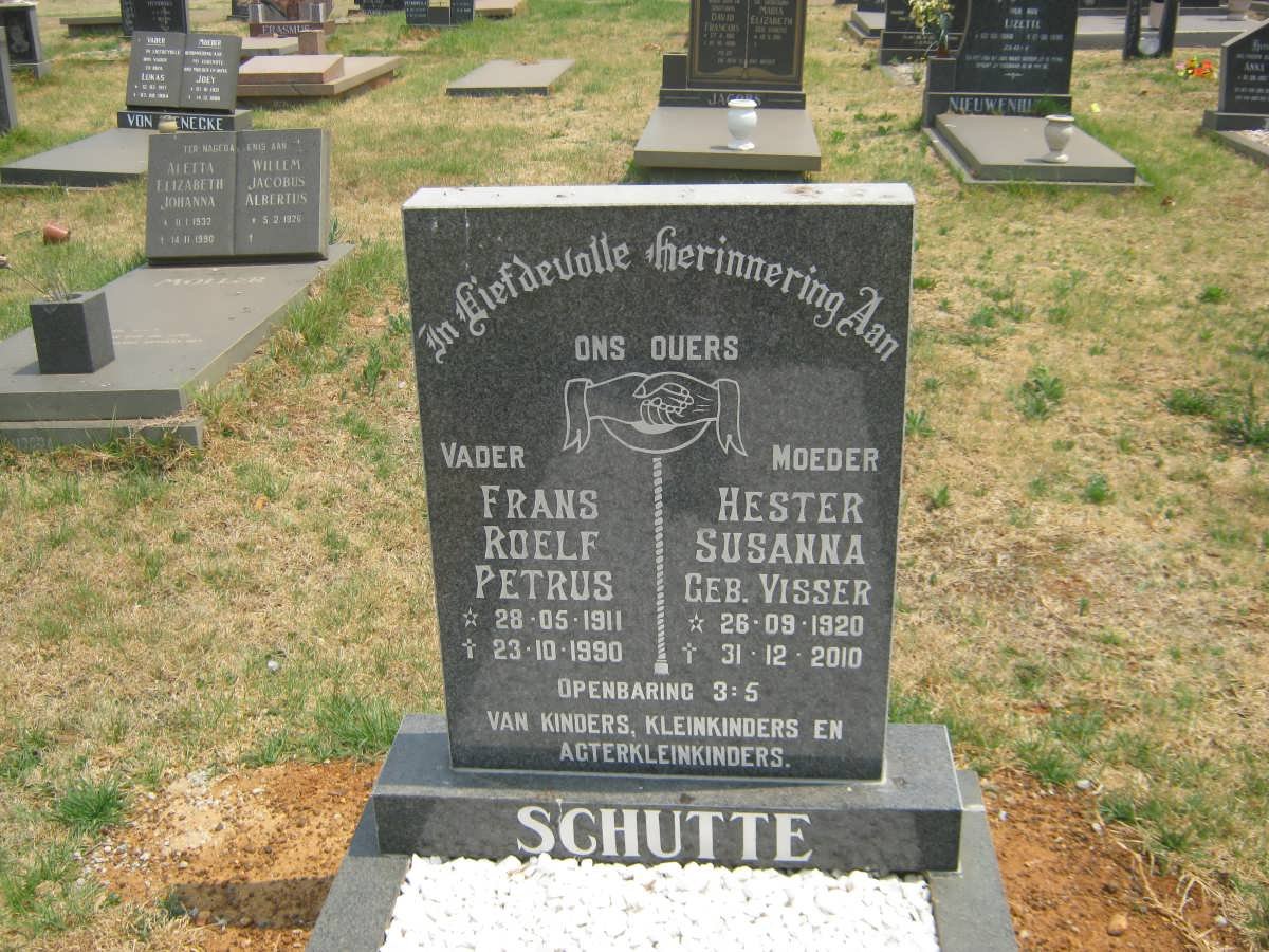 SCHUTTE Frans Roelf Petrus 1911-1990 &amp; Hester Susanna VISSER 1920-2010