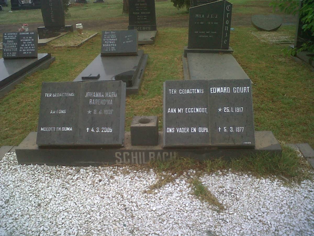 SCHILBACH Edward Court 1917-1977 &amp; Johanna Maria Barendina 1921-2009