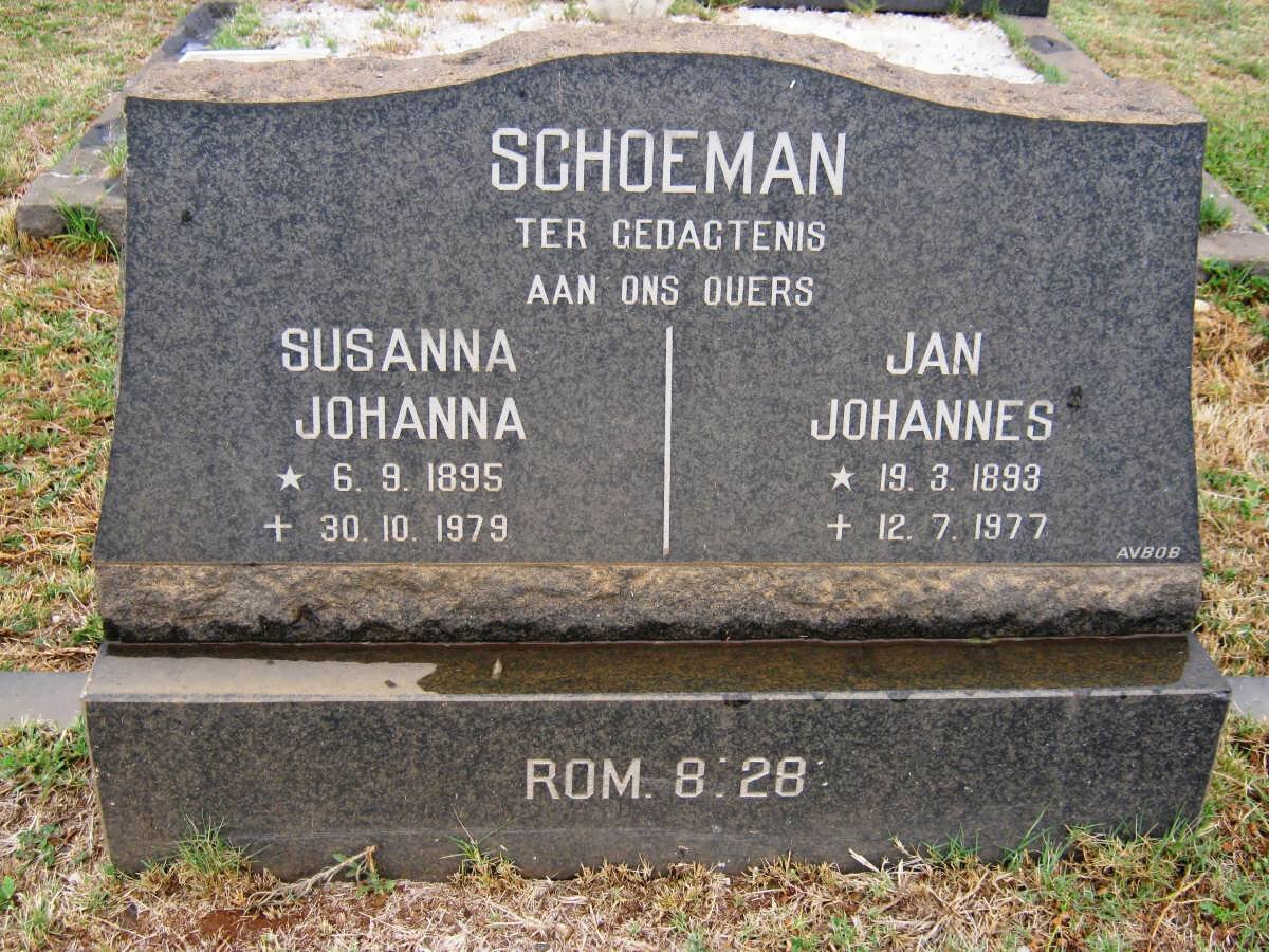 SCHOEMAN Jan Johannes 1893-1977 &amp; Susanna Johanna 1895-1979