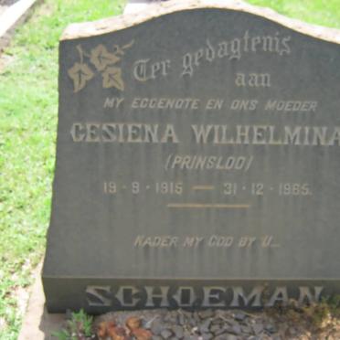 SCHOEMAN Gesiena Wilhelmina nee PRINSLOO 1915-1965