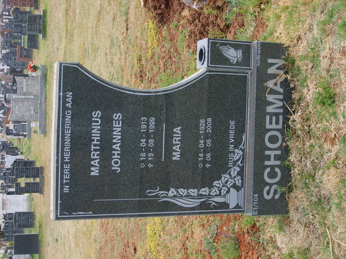 SCHOEMAN Marthinus Johannes 1913-1999 &amp; Maria 1926-2008