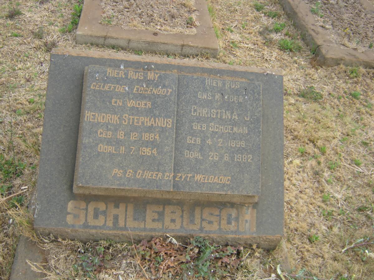SCHLEBUSCH Hendrik Stephanus 1884-1954 &amp; Christina J. SCHOEMAN 1899-1982