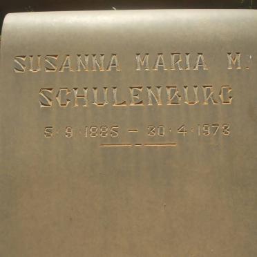 SCHULENBURG Susanna Maria M. 1885-1973