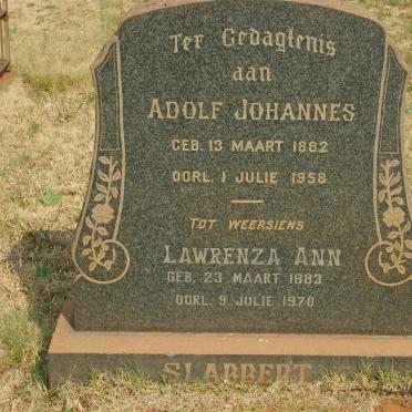 SLABBERT Adolf Johannes 1882-1958 &amp; Lawrenza Ann 1883-1970