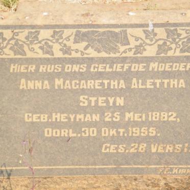 STEYN Anna Magaretha Alettha nee HEYMAN 1882-1955