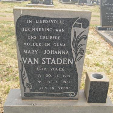 STADEN Mary Johanna, van nee VOGES 1915-1982