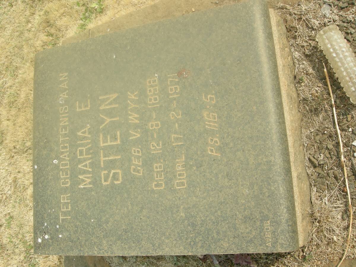 STEYN Maria E. nee VAN WYK 1898-1971