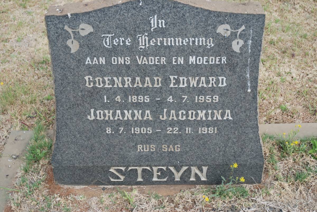 STEYN Coenraad Edward 1895-1959 &amp; Johanna Jacomina 1905-1981