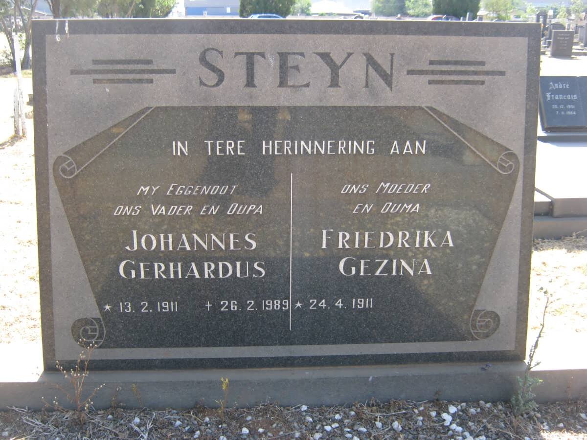STEYN Johannes Gerhardus 1911-1989 &amp; Friedrika Gezina 1911-