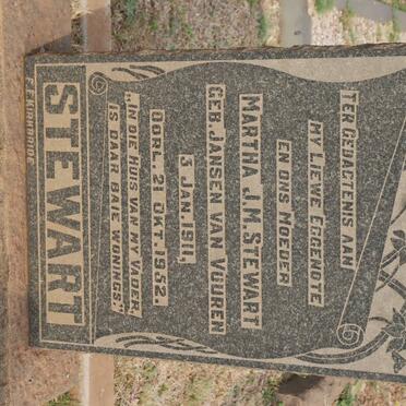 STEWART Martha J.M. nee JANSEN VAN VUUREN 1911-1952