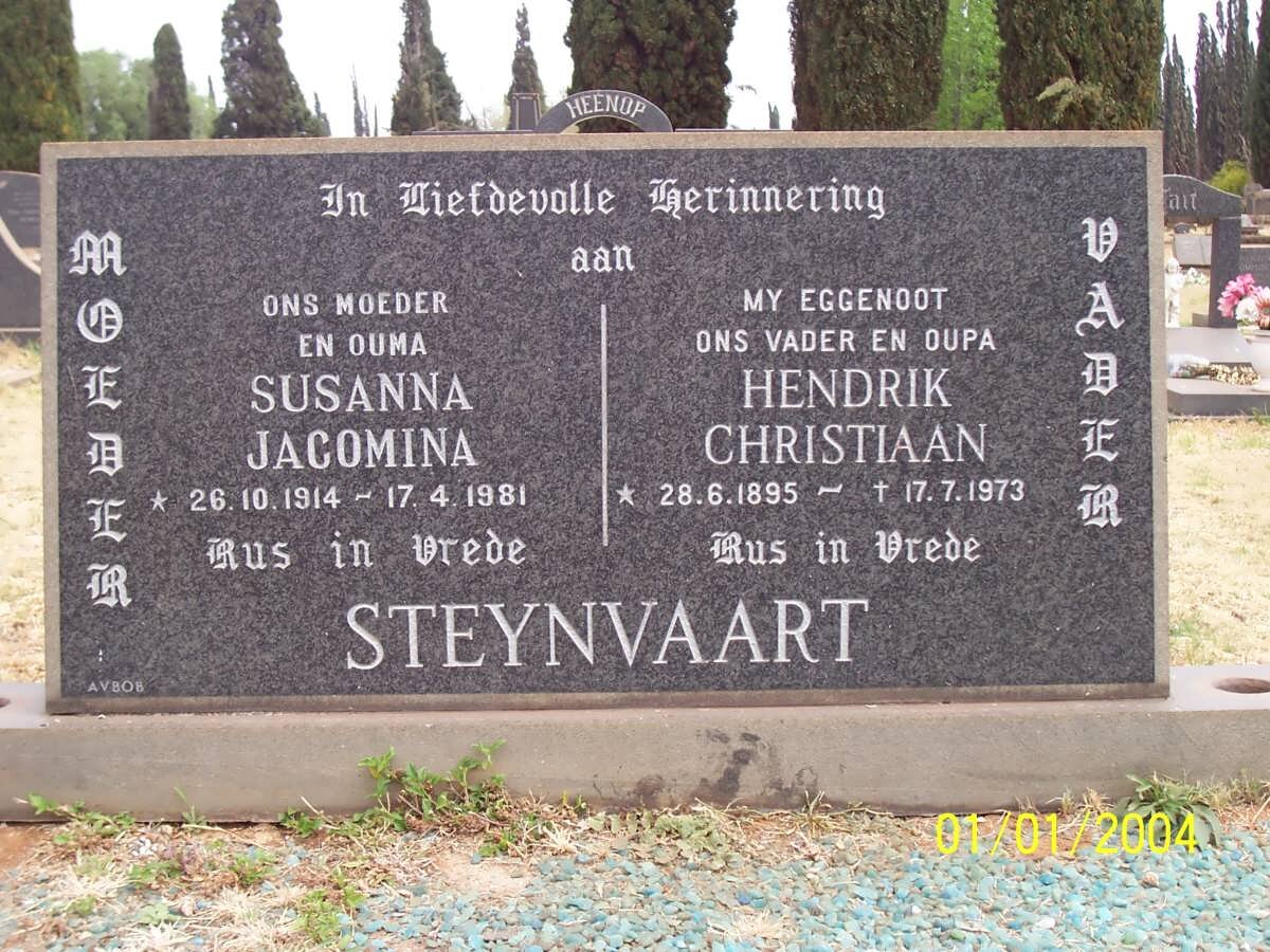 STEYNVAART Hendrik Christiaan 1895-1973 &amp; Susanna Jacomina 1914-1981