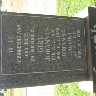 SMITH Gert Johannes 1908-1968 &amp; Johanna Jacoba 1912-1986