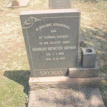 SNYMAN Nicholas Hofmeyer 1886-1968