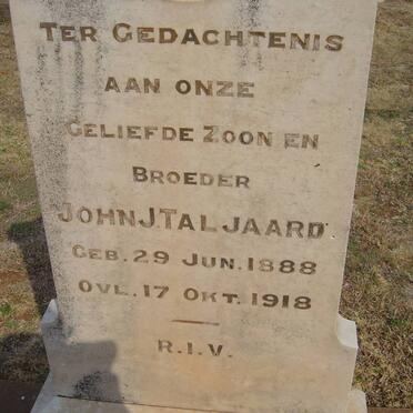 TALJAARD John J. 1888-1918