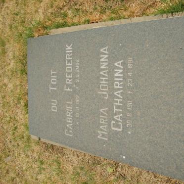 TOIT Gabriel Frederik, du 1912-2002 &amp; Maria Johanna Catharina 1911-1991