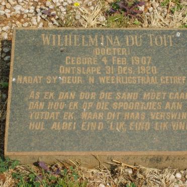 TOIT Wilhelmina, du 1907-1920