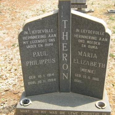 THERON Paul Philippus 1914-1994 &amp; Maria Elizabeth MIENIE 1916-