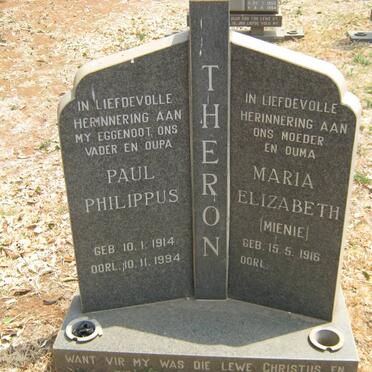 THERON Paul Philippus 1914-1994 &amp; Maria Elizabeth MIENIE 1916-