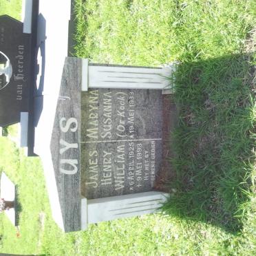 UYS James Henry William 1925-1993 &amp; Maryna Susanna DE KOCK 1933-