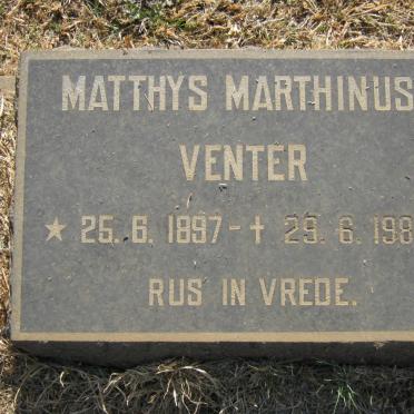 VENTER Matthys Marthinus 1897-1989