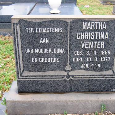 VENTER Martha Christina 1886-1977