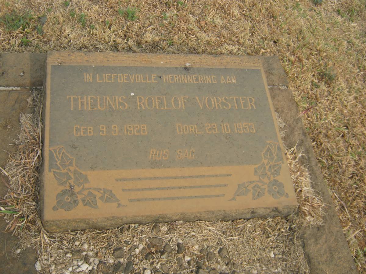 VORSTER Theunis Roelof 1928-1953