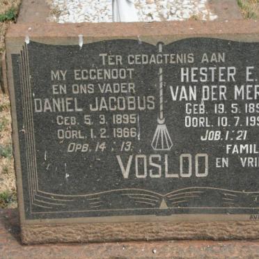 VOSLOO Daniel Jacobus 1895-1966 &amp; Hester E.J. VAN DER MERWE 1898-1990