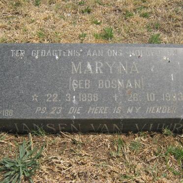 VUUREN Maryna, Jansen van nee BOSMAN 1898-1993
