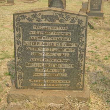 VUUREN Barend M., Janse van 1890-1956 &amp; Hester M. Du TOIT 1887-1950