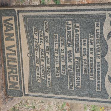 VUUREN Jacobus Frederik, Jansen van 1907-1942