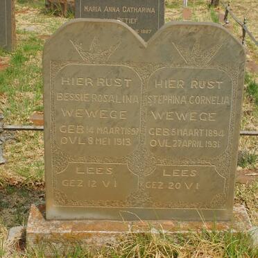 WEWEGE Stephina Cornelia 1894-1931 :: WEWEGE Bessie Rosalina 1897-1913 