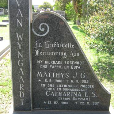 WYNGAARDT Matthys J.G., van 1908-1985 &amp; Catharina E.S. SNYMAN 1909-1997